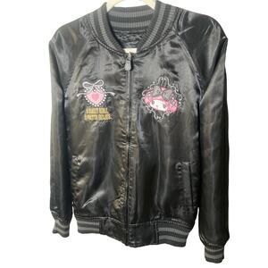 167 Sanrio My Melody Kuromi Reversible Sukajan Bomber Jacket Black Womens M